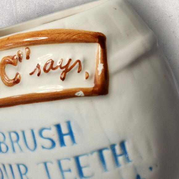 Vintage 1960s Disney Doc Snow White “Brush Your Teeth” Ceramic Toothbrush Holder - Picture 7 of 11